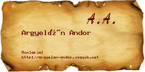 Argyelán Andor névjegykártya